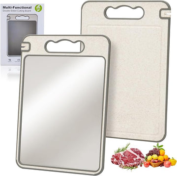 Dual-Sided Titanium Cutting Board with Wheat Straw PP – Non-Slip, Knife-Friendly, BPA-Free Kitchen Essential (14"x10")